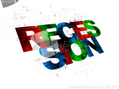 Image of Finance concept: Recession on Digital background