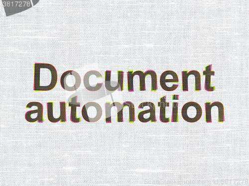 Image of Finance concept: Document Automation on fabric texture background