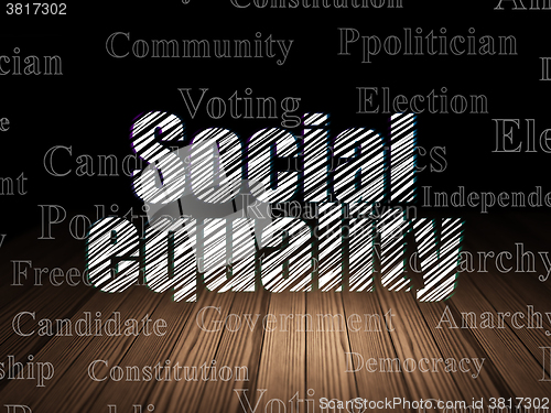 Image of Political concept: Social Equality in grunge dark room