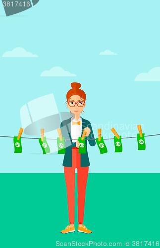 Image of Woman loundering money.