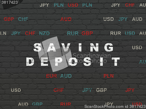 Image of Currency concept: Saving Deposit on wall background