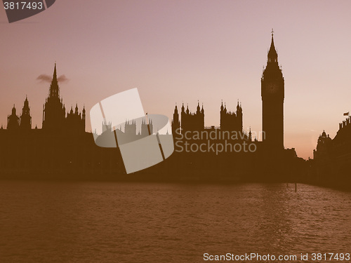 Image of Retro looking Houses of Parliament in London