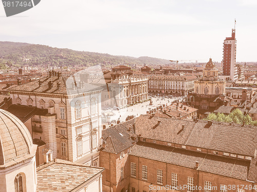 Image of Retro looking Piazza Castello Turin