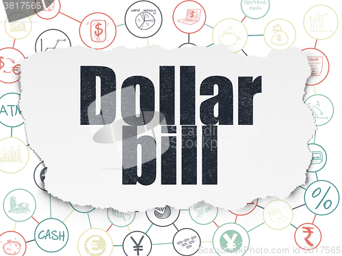 Image of Currency concept: Dollar Bill on Torn Paper background