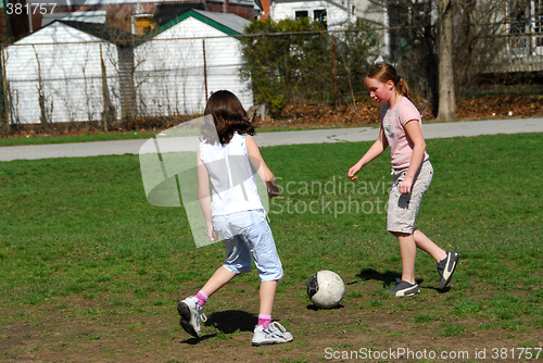 Image of Girls playing soccer