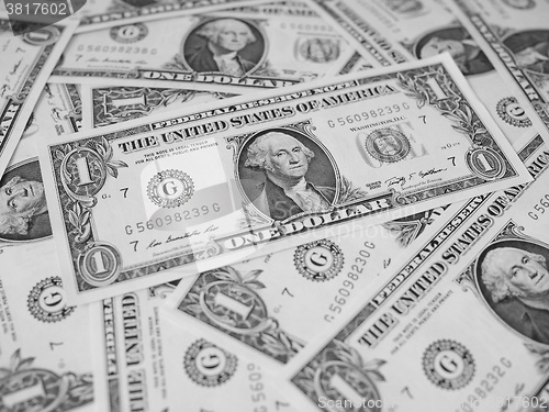 Image of Black and white Dollar notes 1 Dollar
