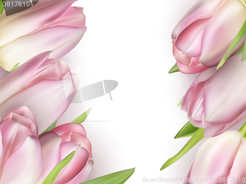 Image of Beautiful bouquet of pink tulips. EPS 10