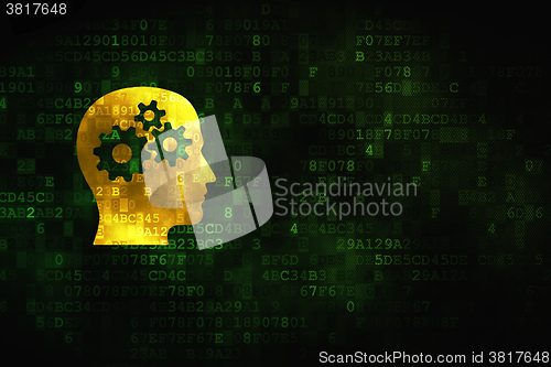 Image of Information concept: Head With Gears on digital background