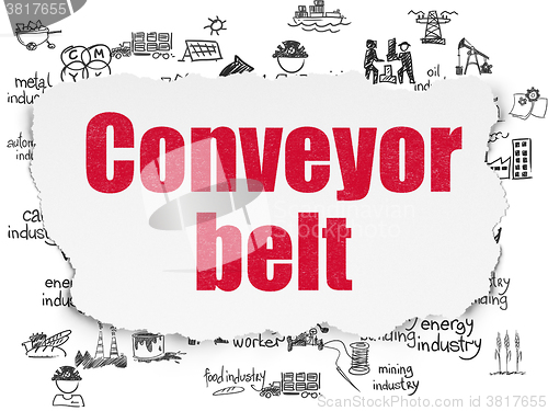 Image of Industry concept: Conveyor Belt on Torn Paper background