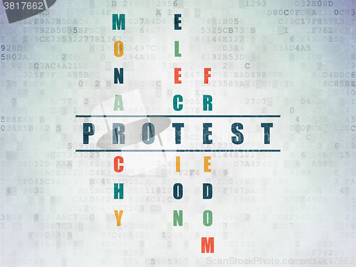 Image of Politics concept: Protest in Crossword Puzzle