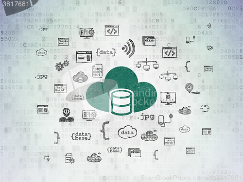 Image of Database concept: Database With Cloud on Digital Paper background