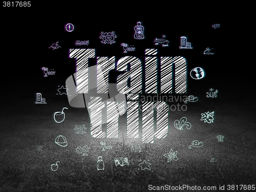 Image of Tourism concept: Train Trip in grunge dark room