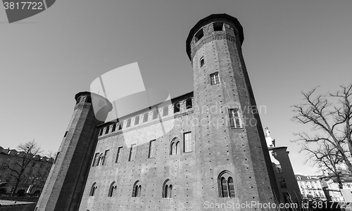 Image of Palazzo Madama in Turin in black_and_white