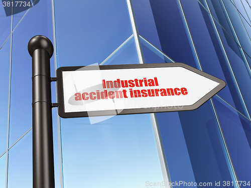 Image of Insurance concept: sign Industrial Accident Insurance on Building background