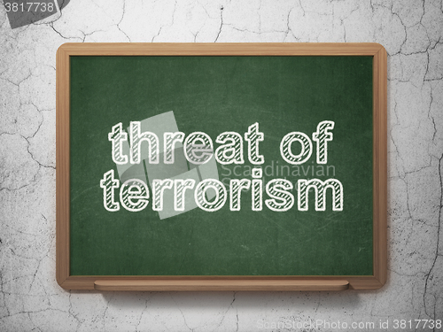 Image of Politics concept: Threat Of Terrorism on chalkboard background