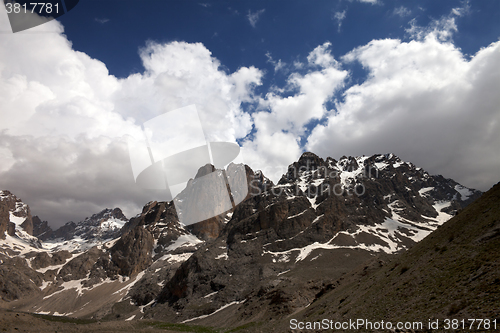 Image of Mountains and sky with clouds in nice day