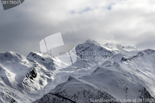 Image of Evening sunlight mountains in haze