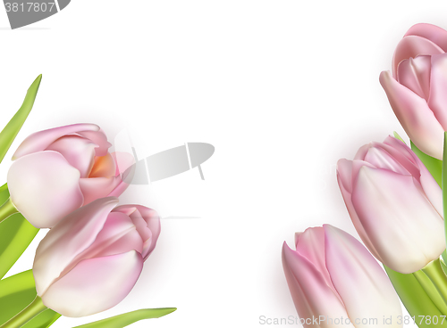 Image of Beautiful bouquet of pink tulips. EPS 10