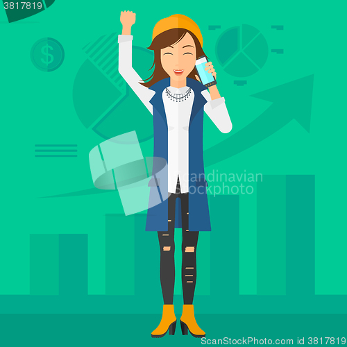 Image of Happy successful business woman.