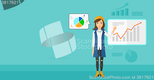 Image of Business woman presenting report.