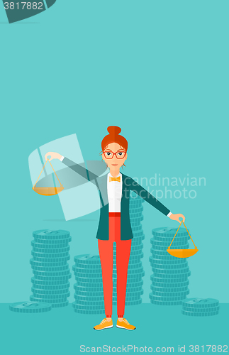 Image of Business woman with scales.