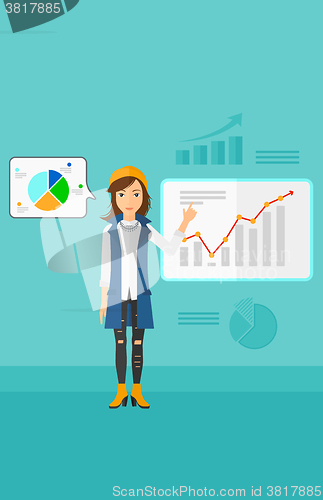 Image of Business woman presenting report.