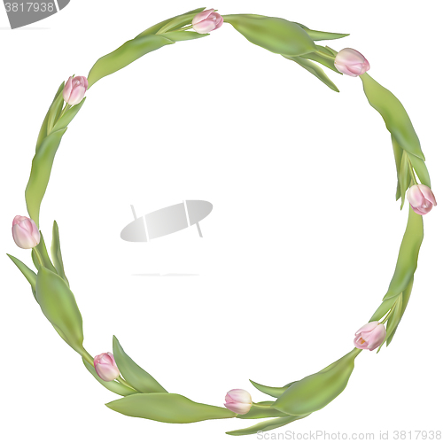 Image of Circle frame with tulips flowers. EPS 10