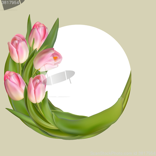 Image of Floral frame with pink spring flowers. EPS 10