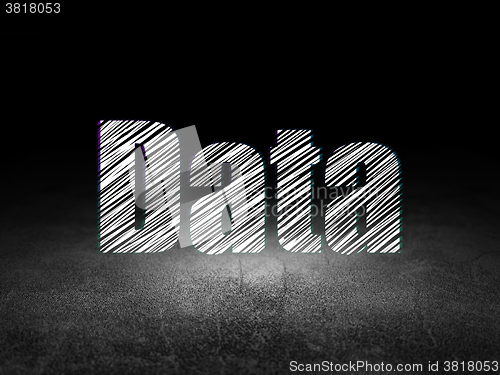 Image of Information concept: Data in grunge dark room
