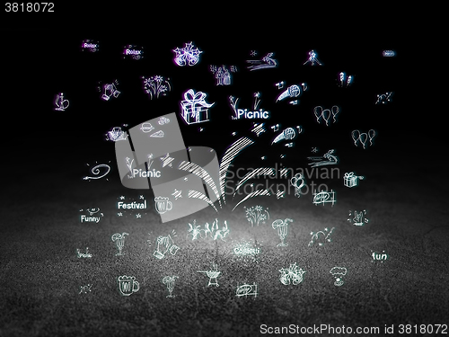 Image of Holiday concept: Fireworks in grunge dark room