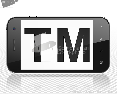 Image of Law concept: Smartphone with Trademark on display