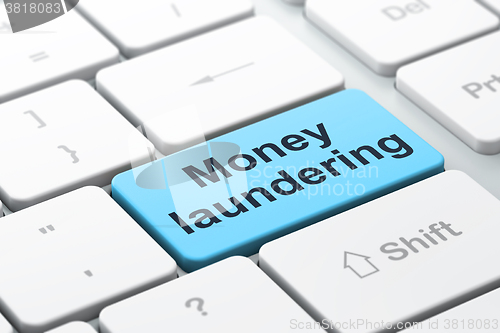 Image of Currency concept: Money Laundering on computer keyboard background