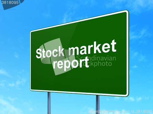 Image of Banking concept: Stock Market Report on road sign background