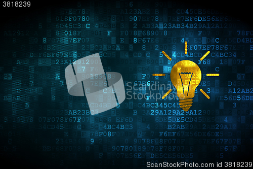 Image of Finance concept: Light Bulb on digital background