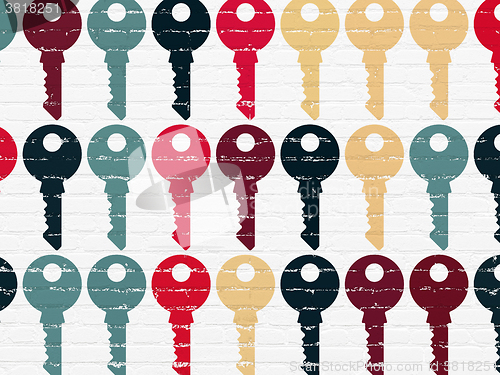 Image of Safety concept: Key icons on wall background