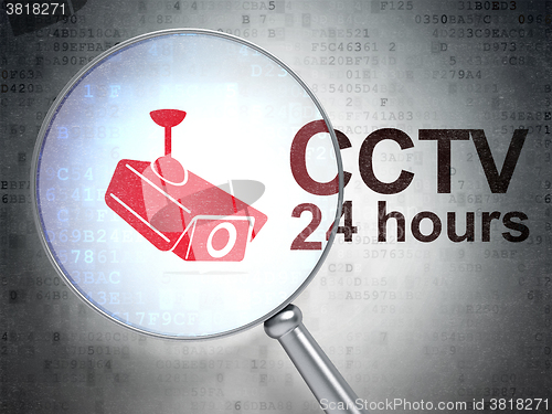 Image of Privacy concept: Cctv Camera and CCTV 24 hours with optical glass