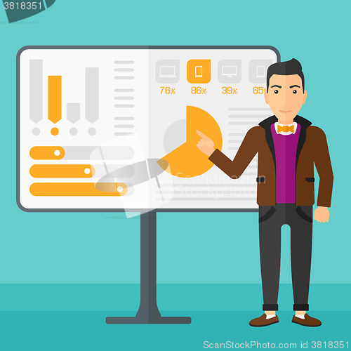 Image of Man presenting report.