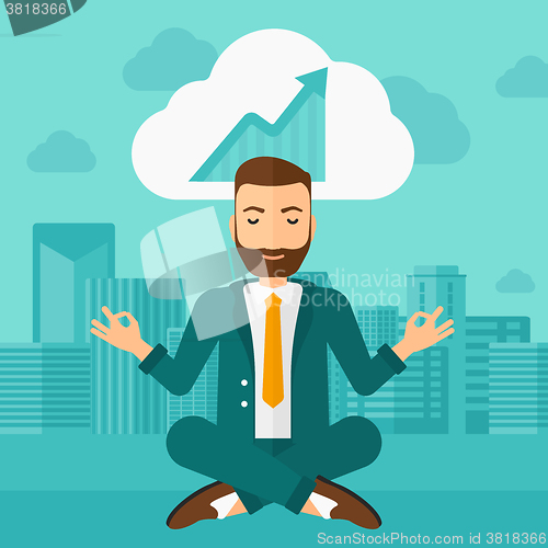 Image of Peaceful businessman meditating.