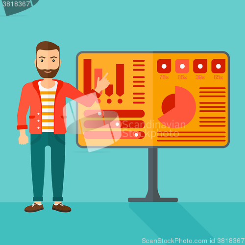 Image of Man presenting report.