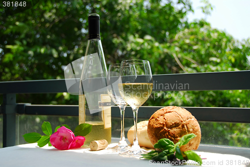 Image of White wine with glasses