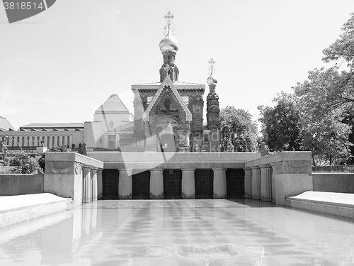 Image of Black and white Russian Chapel in Darmstadt