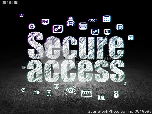 Image of Privacy concept: Secure Access in grunge dark room