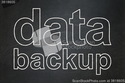 Image of Information concept: Data Backup on chalkboard background