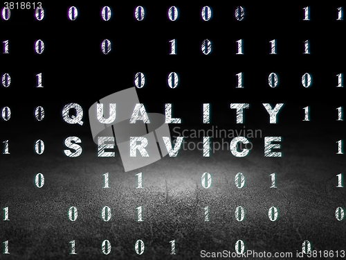 Image of Finance concept: Quality Service in grunge dark room