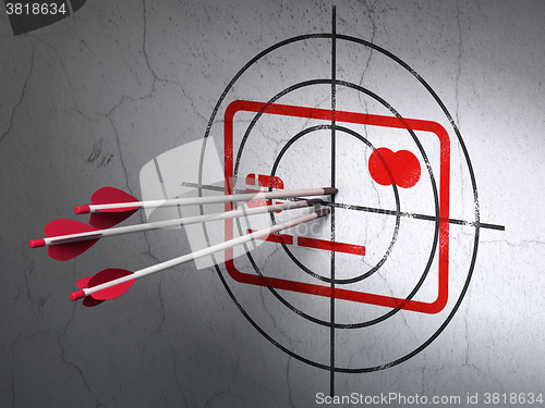 Image of Banking concept: arrows in Credit Card target on wall background
