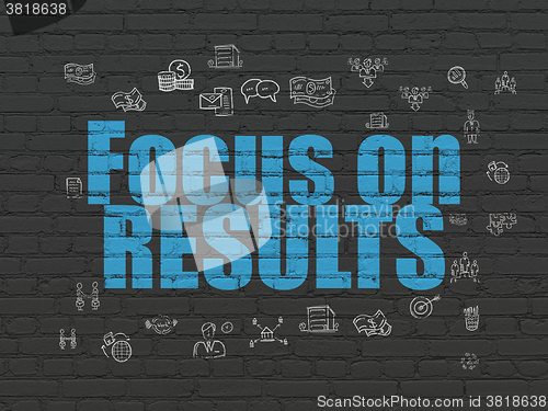 Image of Business concept: Focus on RESULTS on wall background
