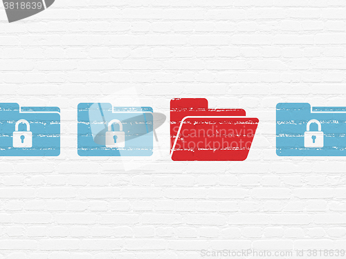 Image of Security concept: folder icon on wall background