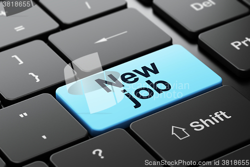 Image of Finance concept: New Job on computer keyboard background