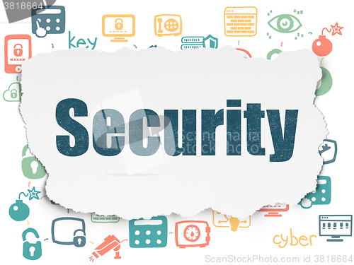 Image of Security concept: Security on Torn Paper background