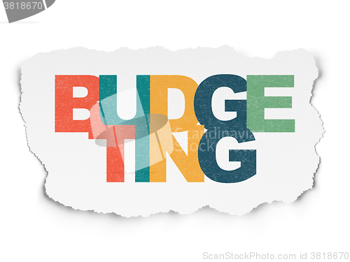 Image of Finance concept: Budgeting on Torn Paper background